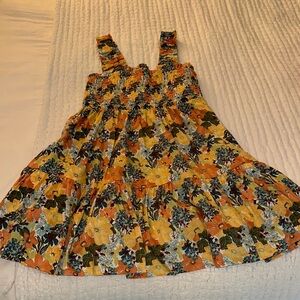 Abercrombie & Fitch Orange and Yellow Pleated Tiered Sundress